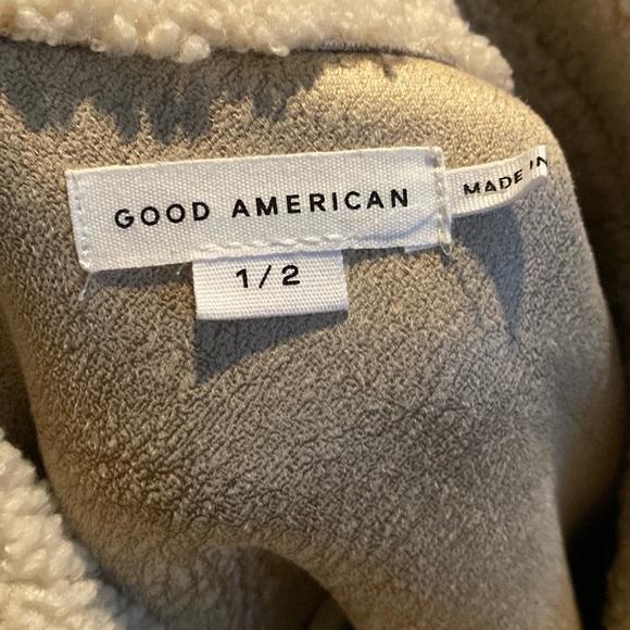 Good American Cream Sherpa Shacket Oversize Button Down Shirt Jacket Size 1/2 XL - Picture 9 of 16